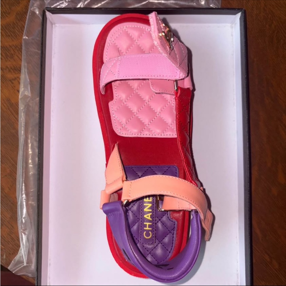 CHANEL Colorful Sandals in Pink, Red, and Purple… - Picture 5 of 9